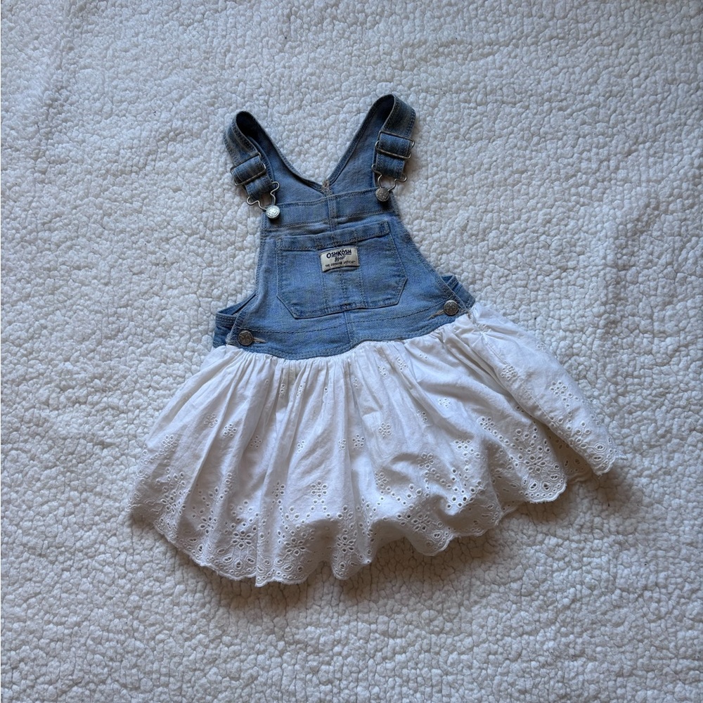 OshKosh B'gosh Denim and White Overall Dress